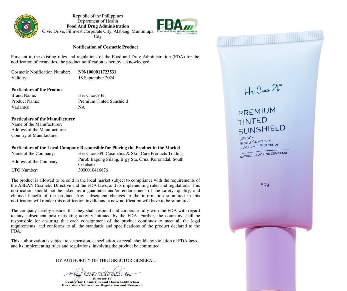 Her Choice Ph Tinted Sunscreen - True Beauty Skin Essentials