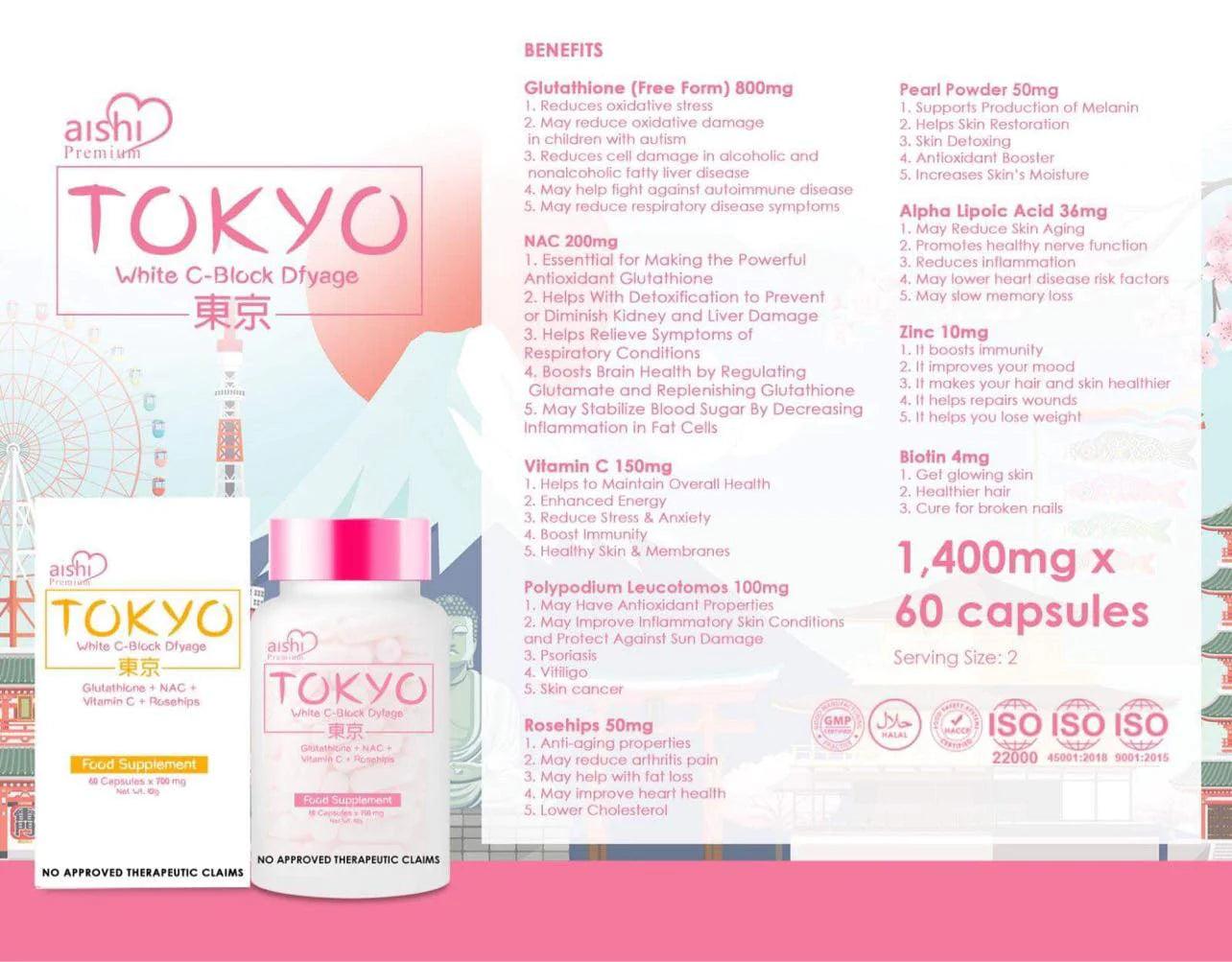 Aishi Premium Tokyo White C-Block Dfyage Glutathione (60 capsules) - True Beauty Skin Essentials