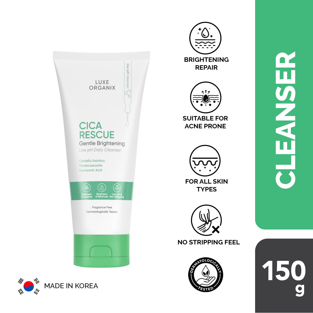 Luxe Organix Cica Rescue Calming Cleanser - True Beauty Skin Essentials