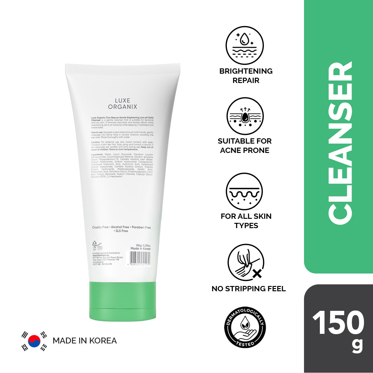 Luxe Organix Cica Rescue Calming Cleanser - True Beauty Skin Essentials
