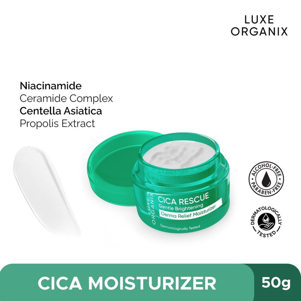 Luxe Organix Cica Rescue Gentle Brightening Derma Relief Moisturizer - True Beauty Skin Essentials