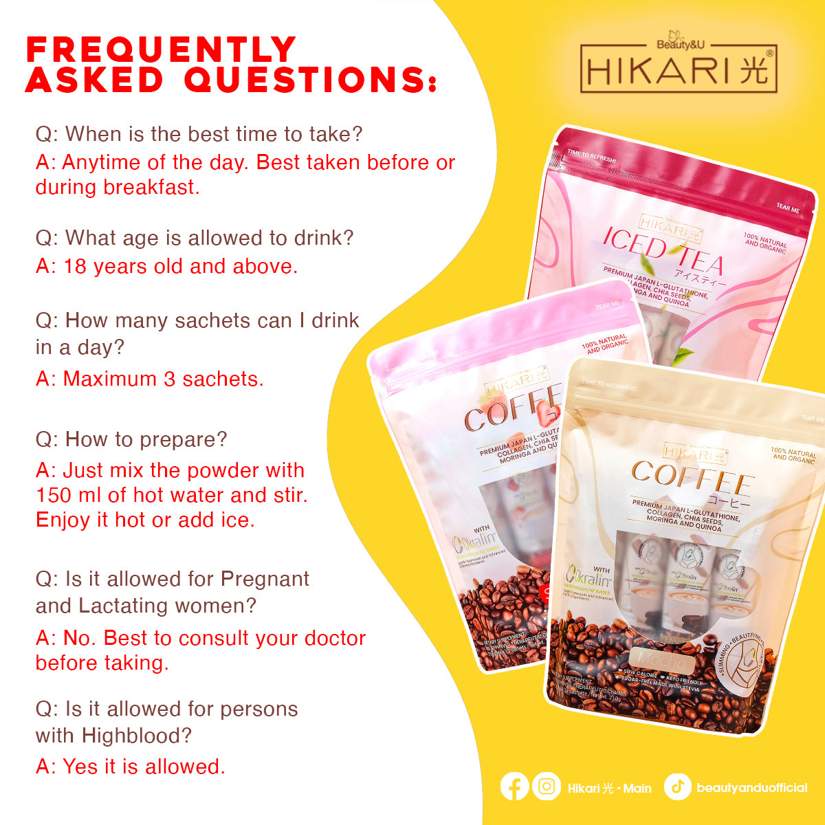 Hikari Coffee Mocha and Iced Tea 210g (10 Sachets) - True Beauty Skin Essentials