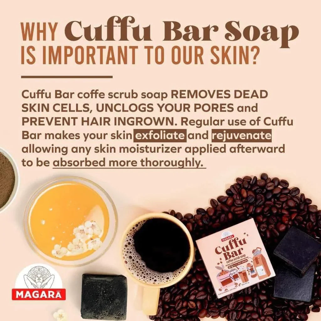 Cuffu Bar Coffee Scrub Soap by Magara Skin -(60g 3x)