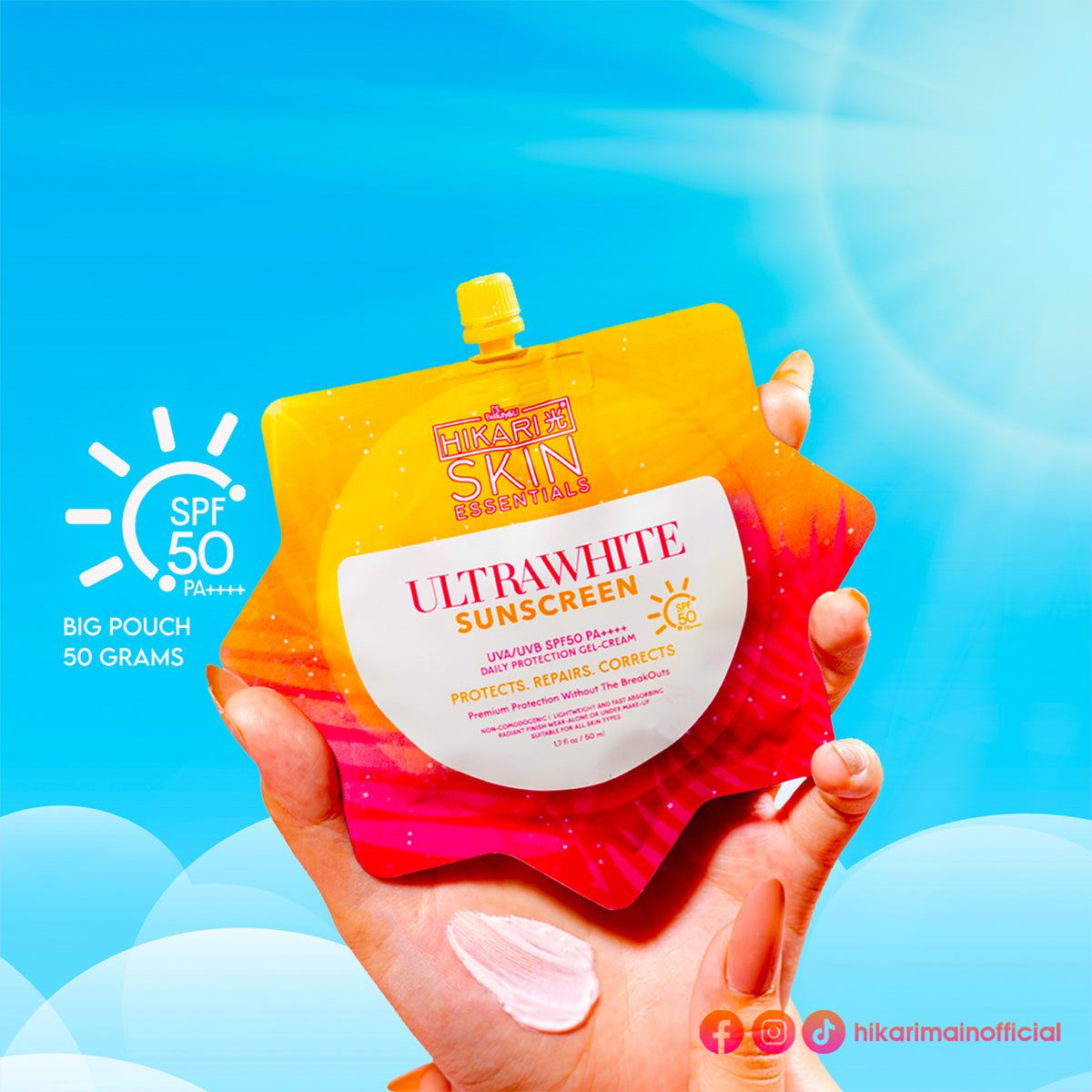 Beauty&U Hikari Skin Essentials Ultrawhite Sunscreen SPF50 PA++++ 50ml