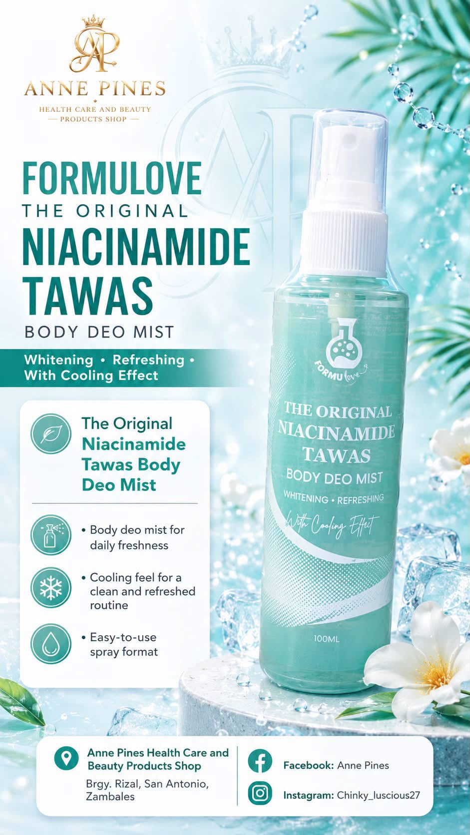 Niacinamide Tawas Body Deo Mist 100ml