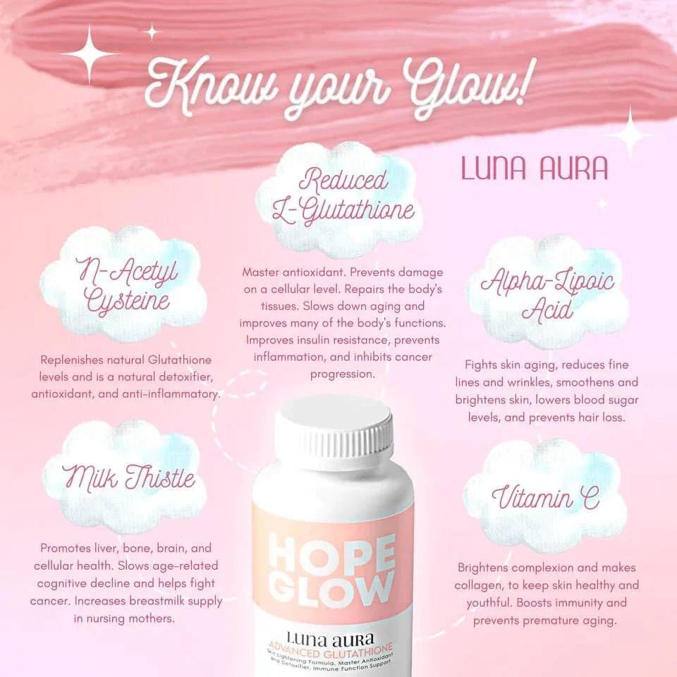 Luna Aura Hope Glow Glutathione and Hope C Plus - True Beauty Skin Essentials