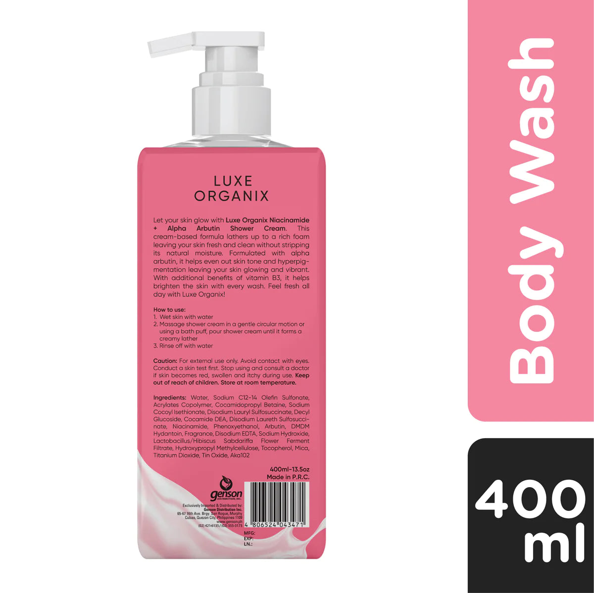 Luxe Organix Niacinamide + Alpha Arbutin Body Wash - True Beauty Skin Essentials
