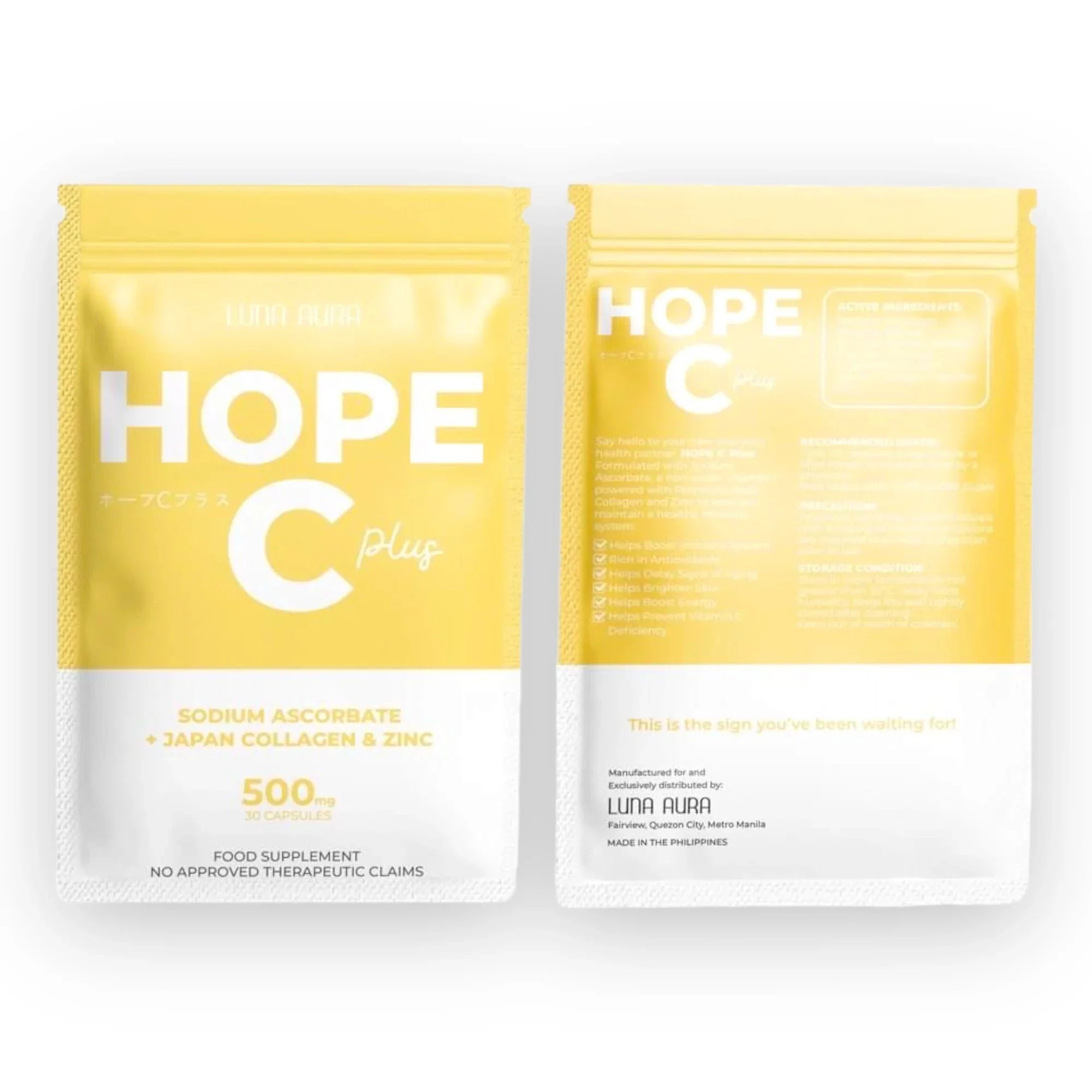 Luna Aura Hope Glow Glutathione and Hope C Plus - True Beauty Skin Essentials