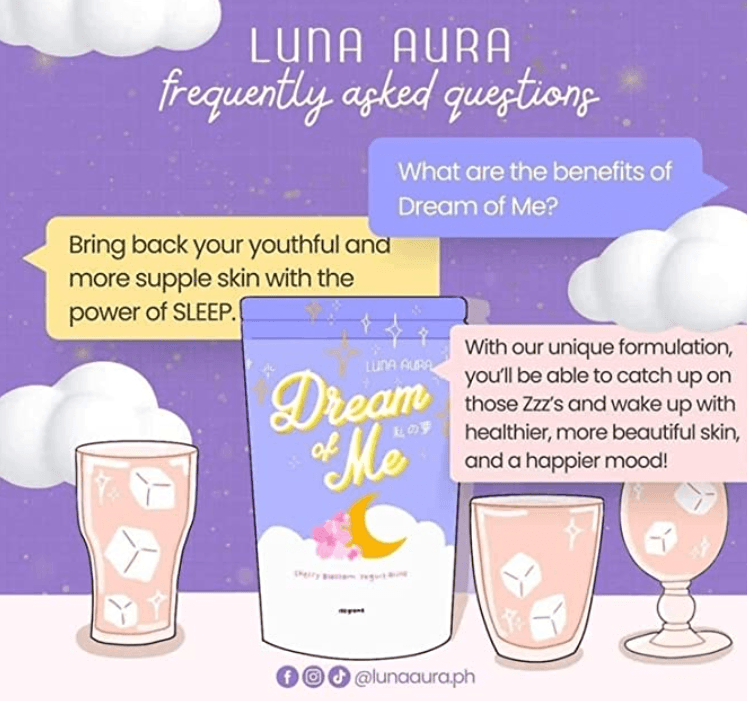 Luna Aura Dream of Me Cherry Blossom Yogurt Drink Glutathione and Collagen (150g) - True Beauty Skin Essentials
