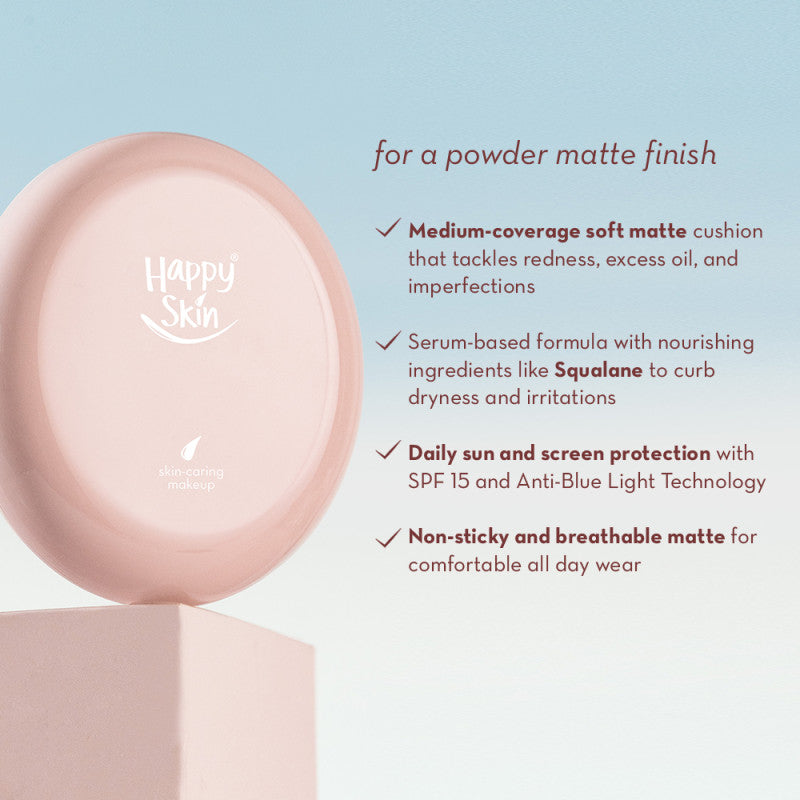 Happy Skin Second Skin Matte Serum Cushion Foundation SPF15 - True Beauty Skin Essentials