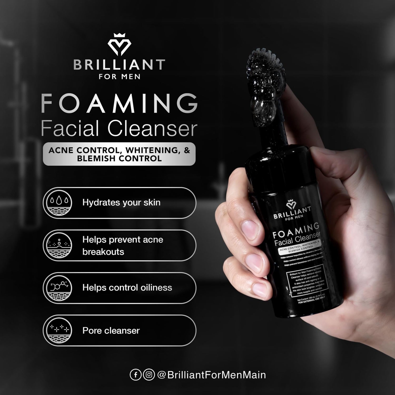 Brilliant for Men Facial Cleanser 100ml - True Beauty Skin Essentials