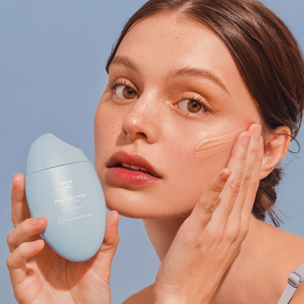 Happy Skin Rescue Me Sun Gel Primer SPF 50 PA +++ with Anti-Blue Light Technology - True Beauty Skin Essentials