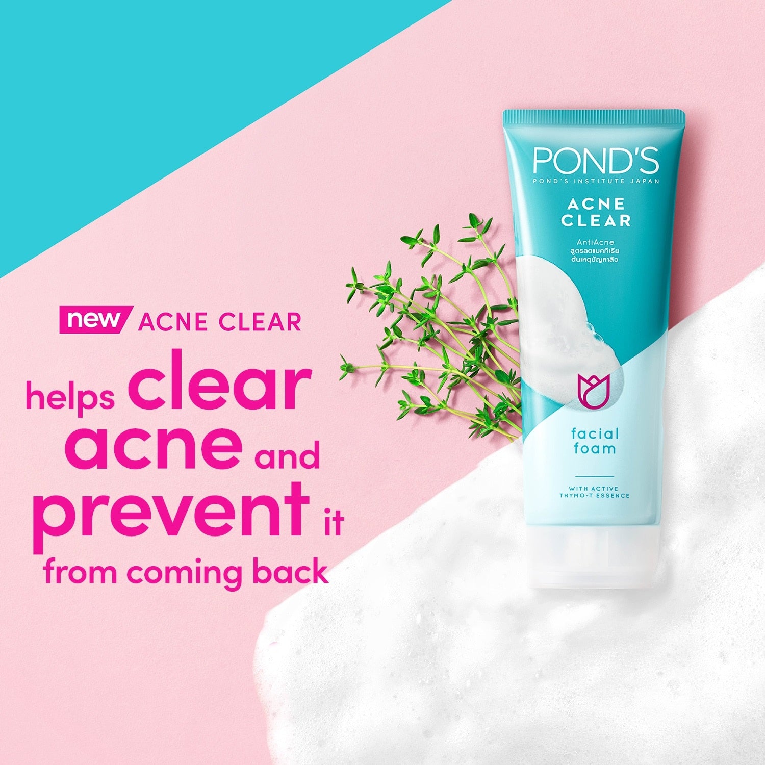 PONDS Acne Clear Anti-Acne Facial Foam 100g - True Beauty Skin Essentials