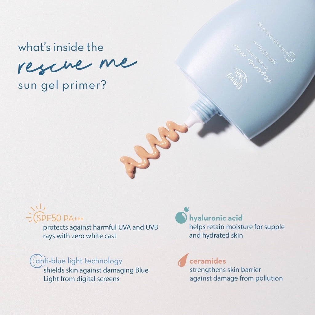 Happy Skin Rescue Me Sun Gel Primer SPF 50 PA +++ with Anti-Blue Light Technology - True Beauty Skin Essentials