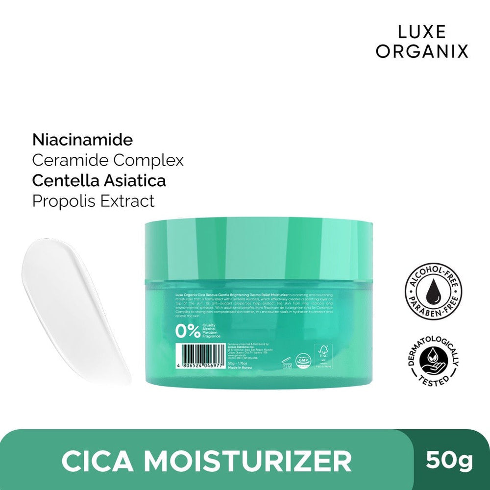 Luxe Organix Cica Rescue Gentle Brightening Derma Relief Moisturizer - True Beauty Skin Essentials