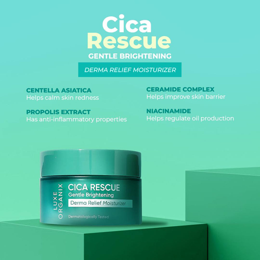 Luxe Organix Cica Rescue Gentle Brightening Derma Relief Moisturizer - True Beauty Skin Essentials