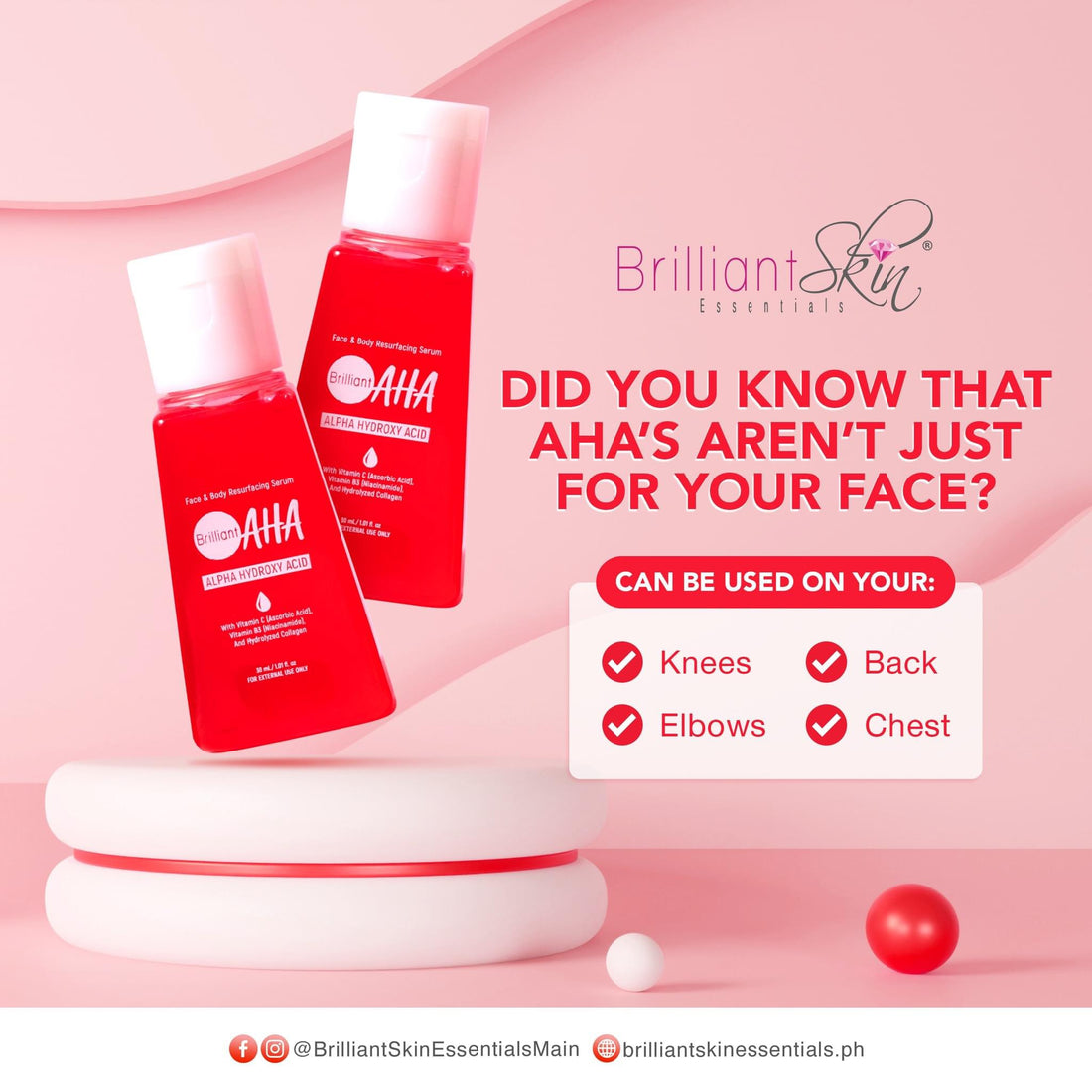 Brilliant Skin Face &amp; Body Resurfacing Serum (Brilliant AHA) 30 mL - True Beauty Skin Essentials