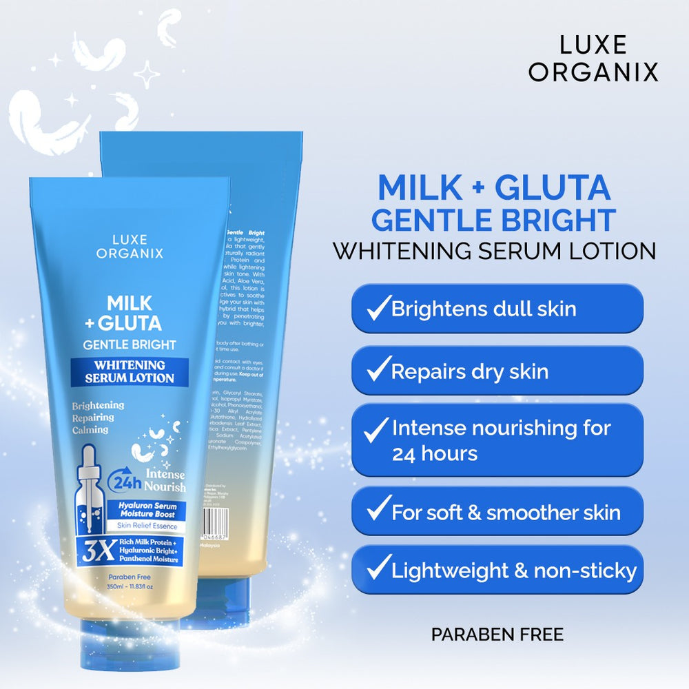 Luxe Organix Milk + Gluta Gentle Bright Whitening Serum Lotion - True Beauty Skin Essentials