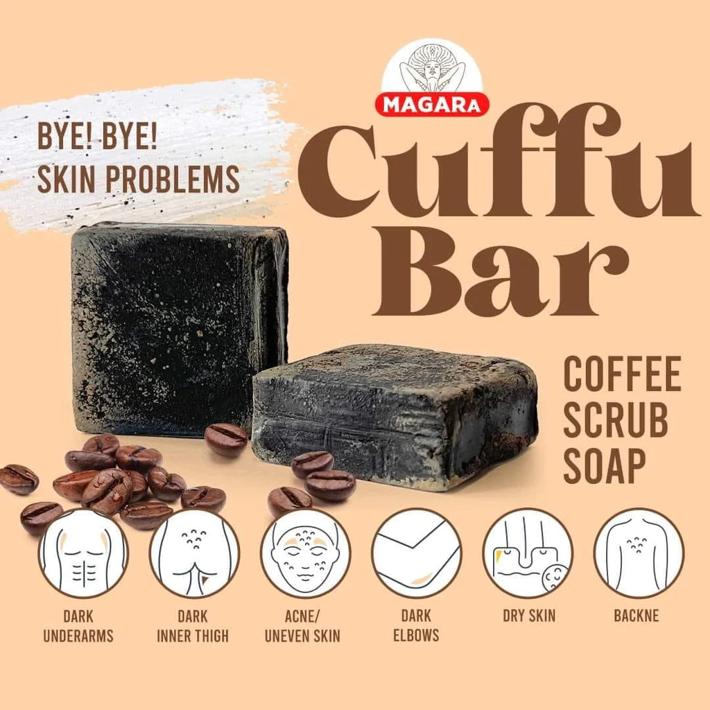 Cuffu Bar Coffee Scrub Soap by Magara Skin -(60g 3x)