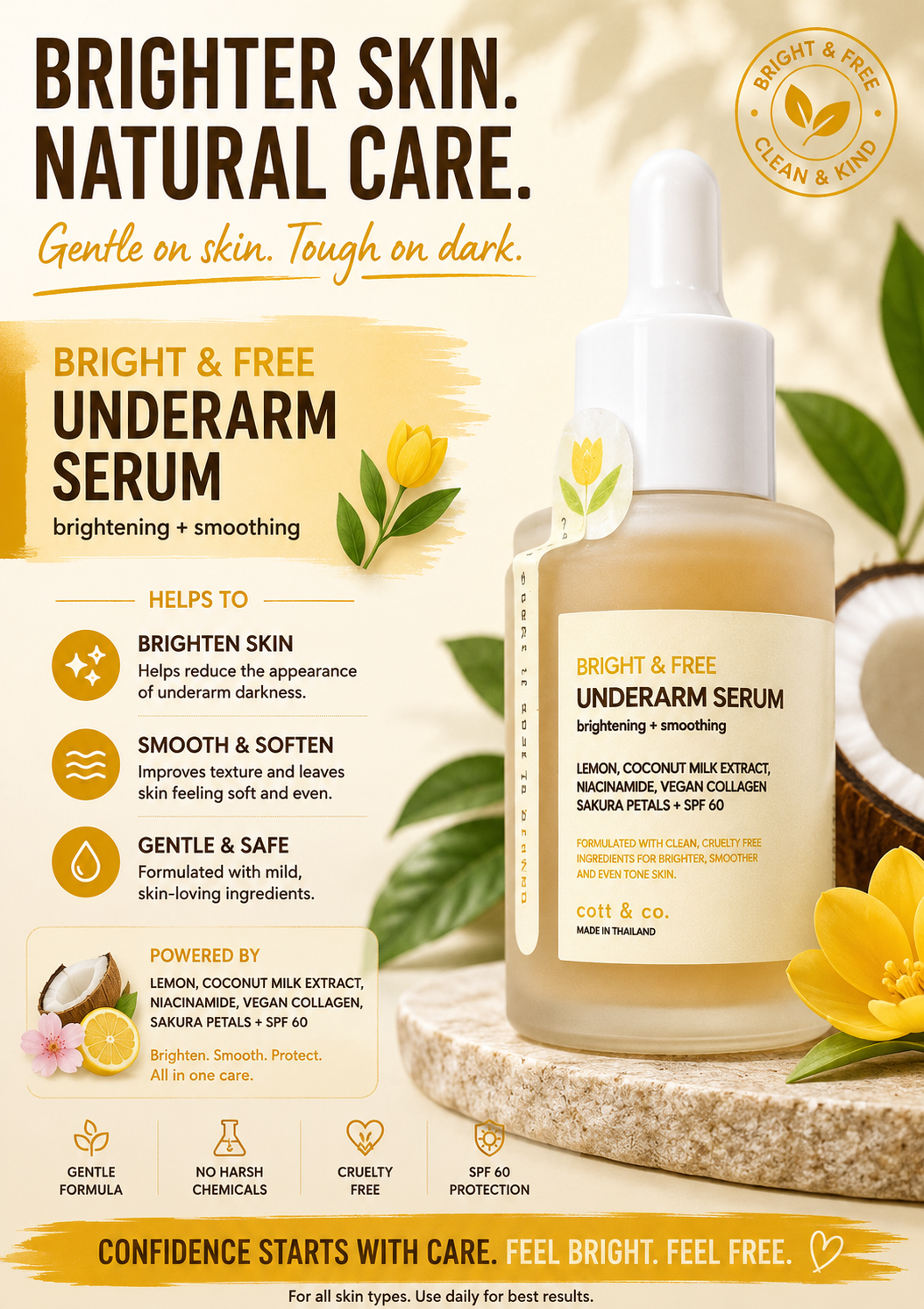 CATT & CO BRIGHT & FREE UNDERARM SERUM 30ML