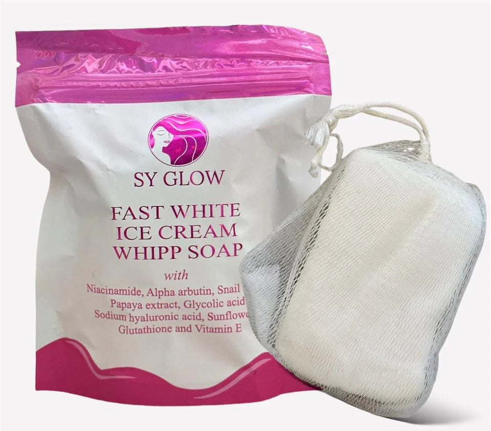 3x SY GLOW FAST WHITE ICE CREAM WHIPP Whitening SOAP