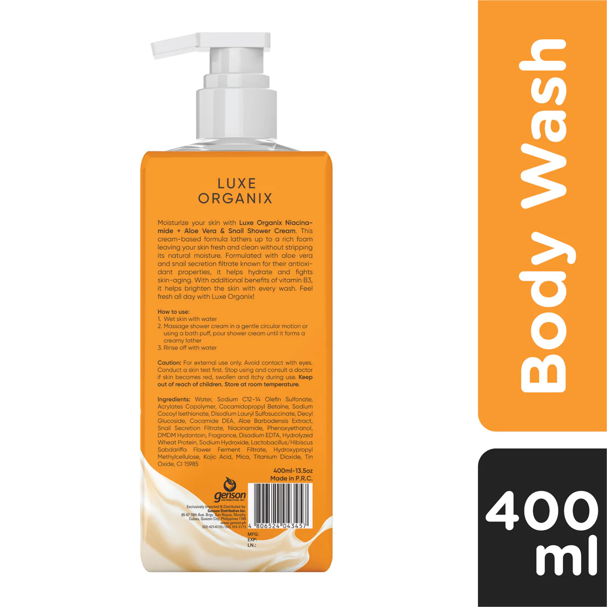 Luxe Organix Niacinamide + Alpha Arbutin Body Wash - True Beauty Skin Essentials