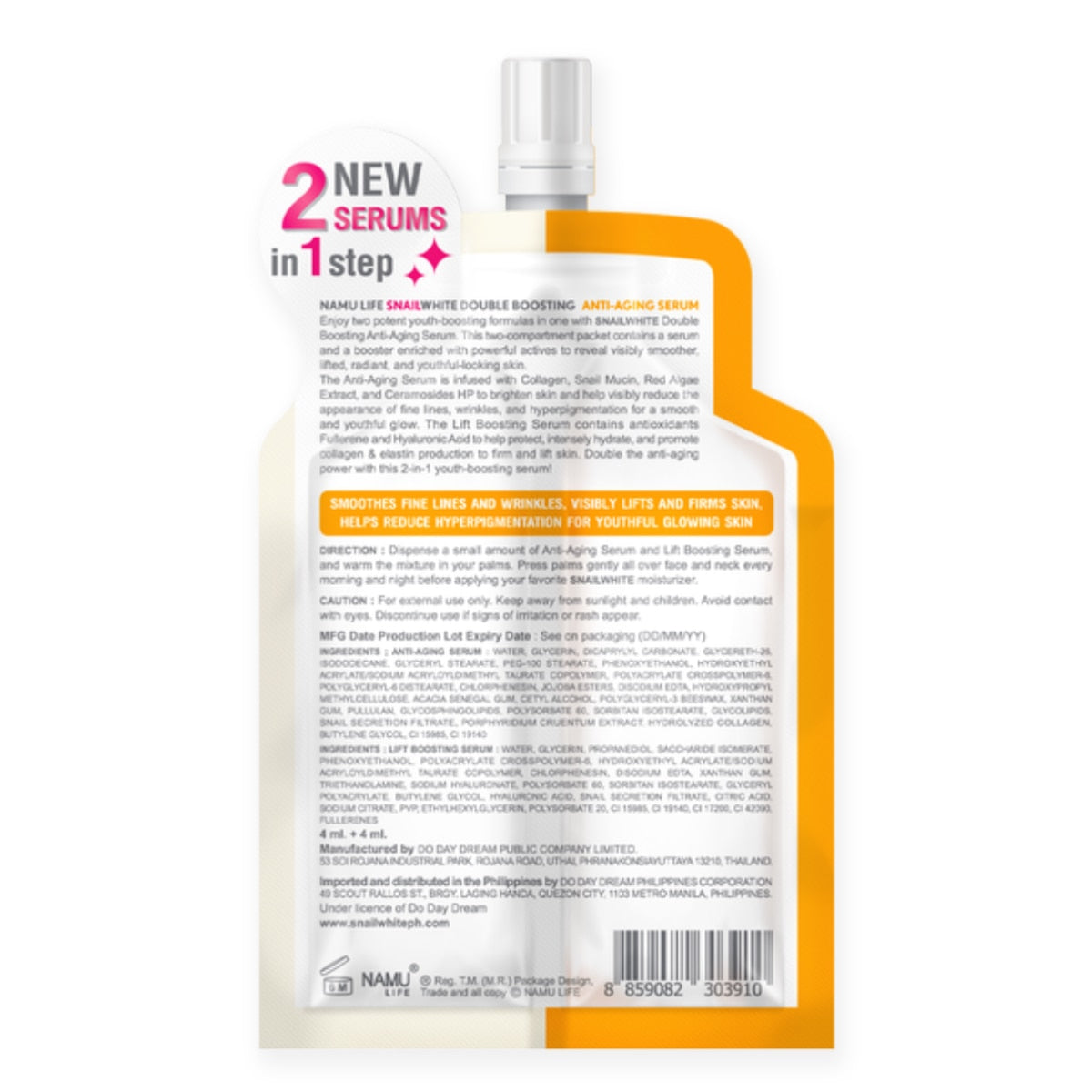 SNAILWHITE Double Boosting Anti-Aging Serum 4ml + 4ml - True Beauty Skin Essentials