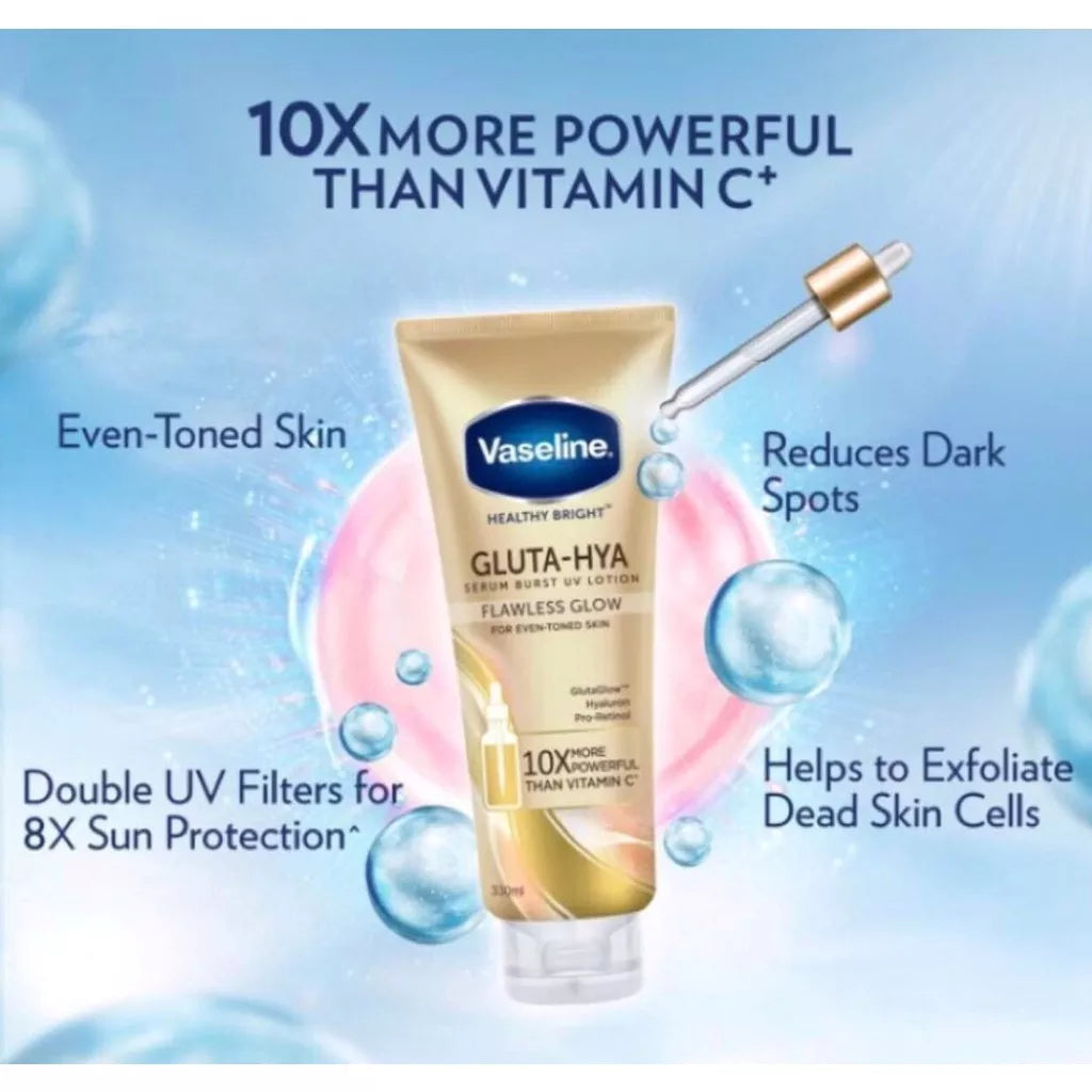 Vaseline Gluta-Hya Serum Burst Lotion Flawless Glow - True Beauty Skin Essentials