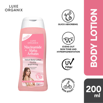 Luxe Organix Niacinamide + Alpha Arbutin Velvet Body Lotion SPF10 - True Beauty Skin Essentials